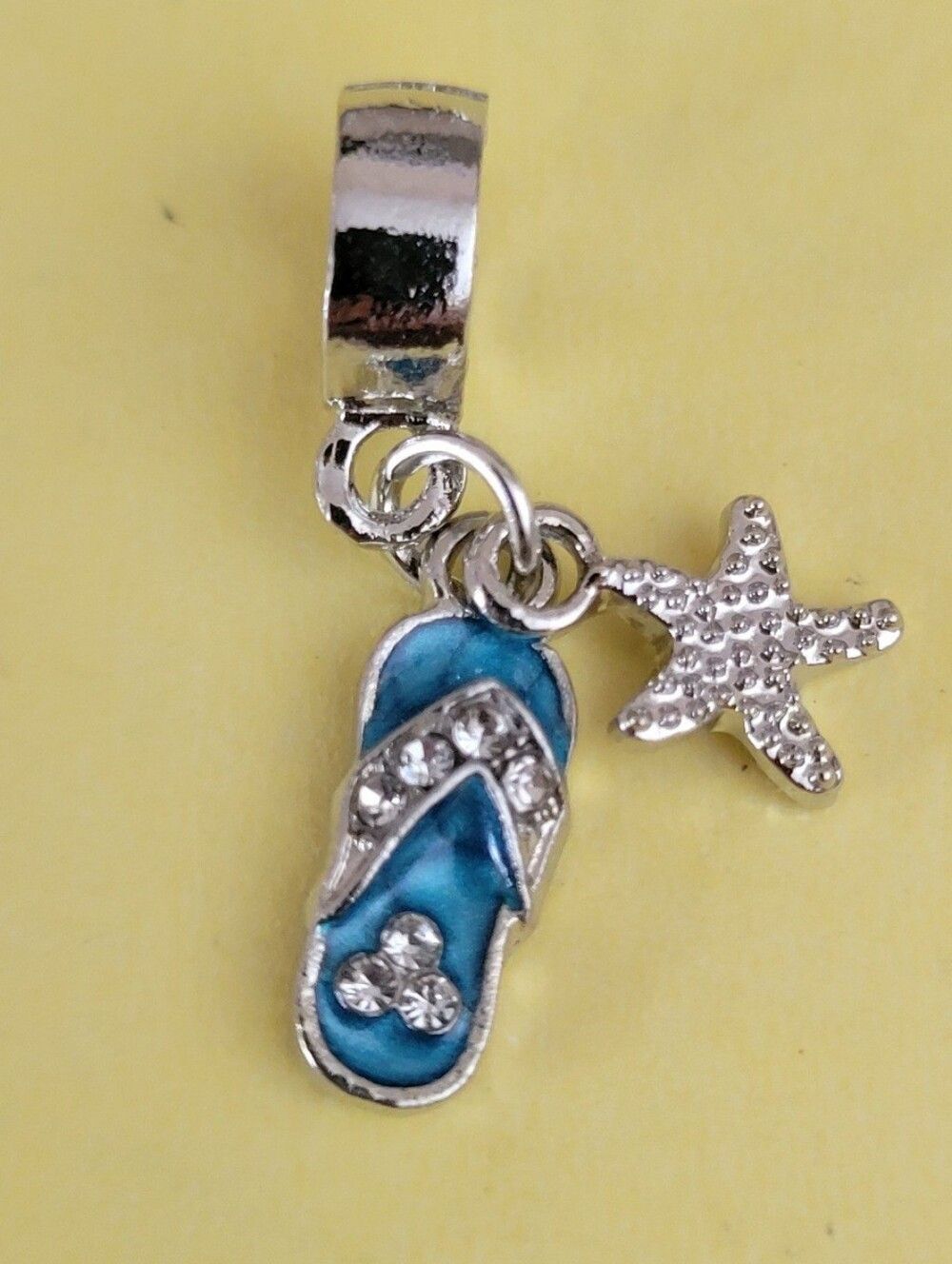 NWT For Pandora Charm Bracelet Blue Silver Color Sandal Starfish Dangle Charm